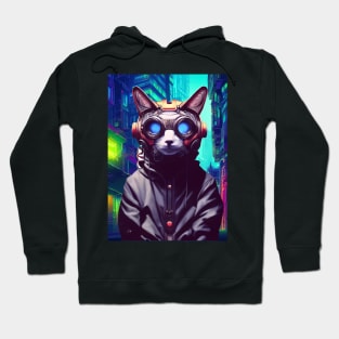 Techno Cat In Japan Neon City Hoodie